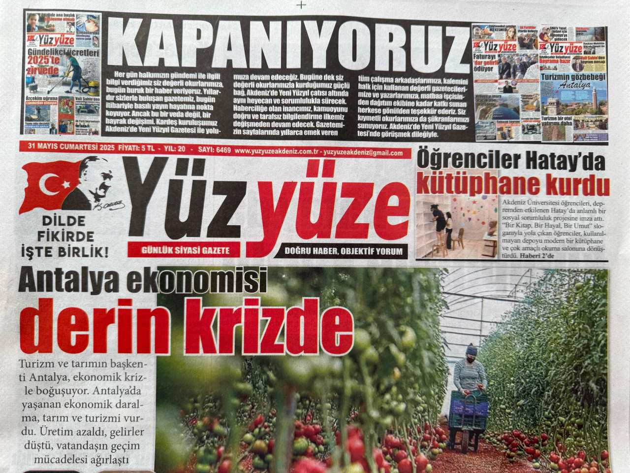 Antalya’da Beş Yerel Gazete Yayın Hayatına Bugün Son Verdi