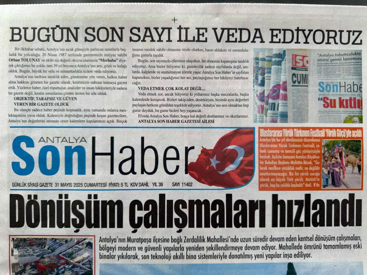 Antalya’da Beş Yerel Gazete Yayın Hayatına Bugün Son Verdi