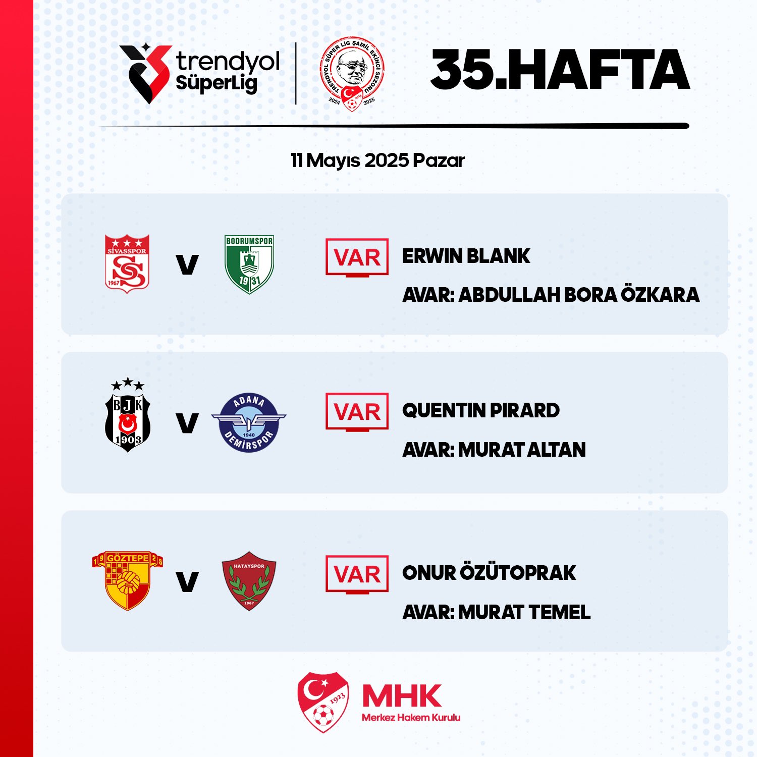 Beşiktaş Adana Demirspor Maçının VAR Hakemi Belli Oldu