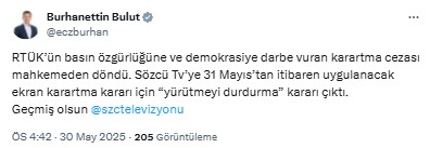 Chp'li Bulut’tan Karartma Kararı İptal Edilen Sözcü Tv’ye Destek 2