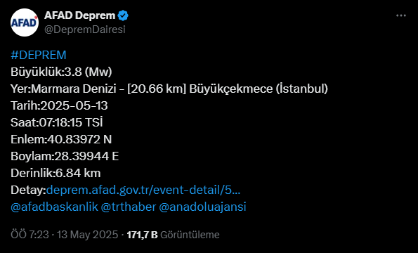 İstabul'da 3.8 Büyüklüğünde Deprem! Naci Görür'den İlk Açıklama