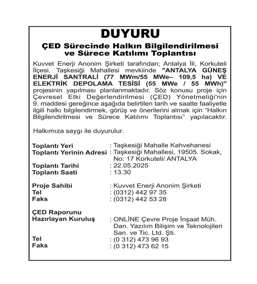 Korkuteli Taşkesiği'nde Ges Projesi İçin 2. Çed Toplantısı Yapılacak 2
