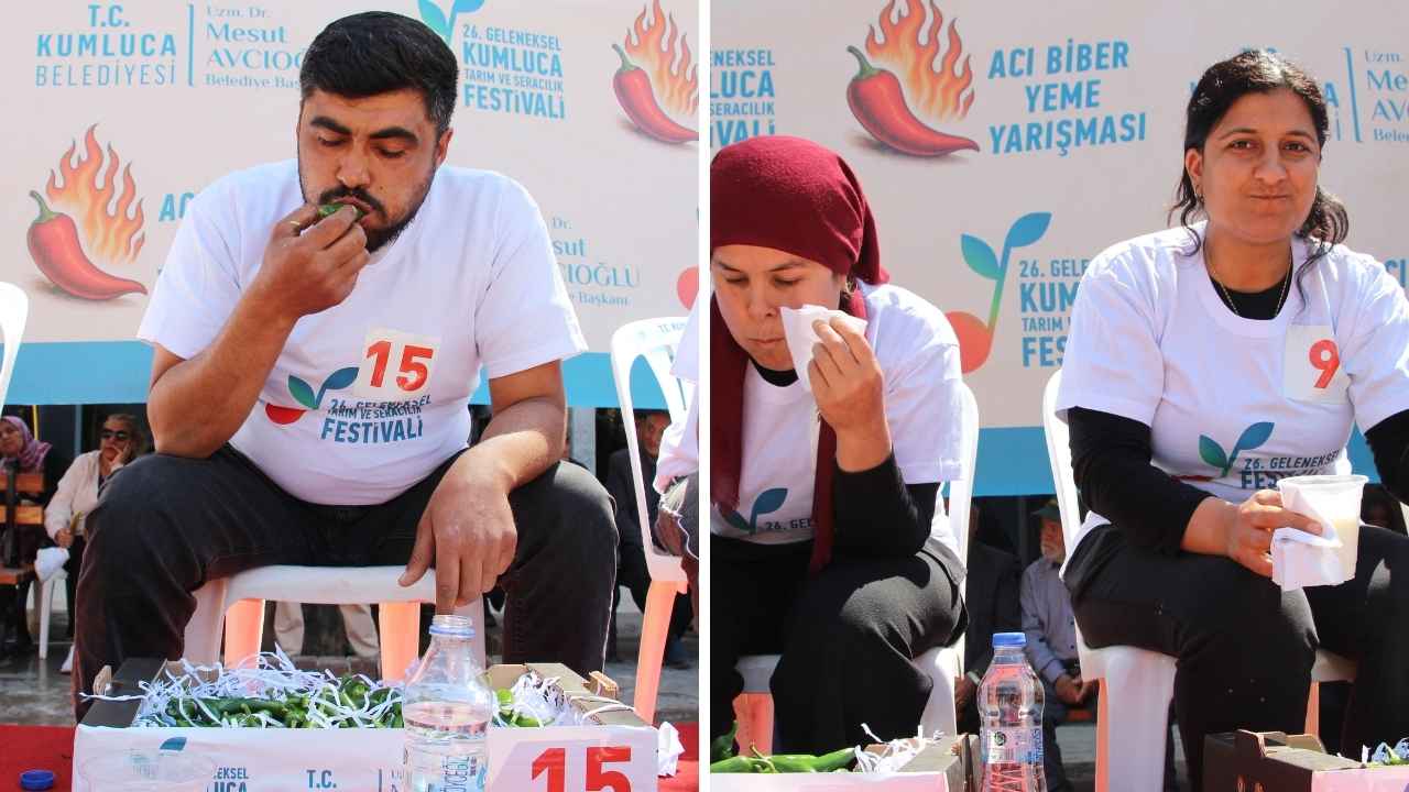 Kumluca'da Göz Yaşartan Yarışma! 3 Dakikada 398 Gram Acı Biber Yedi 3