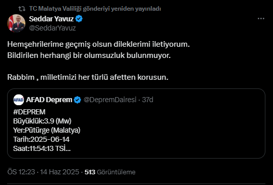 AFAD Duyurdu: Malatya’da 3.9 Büyüklüğünde Deprem!
