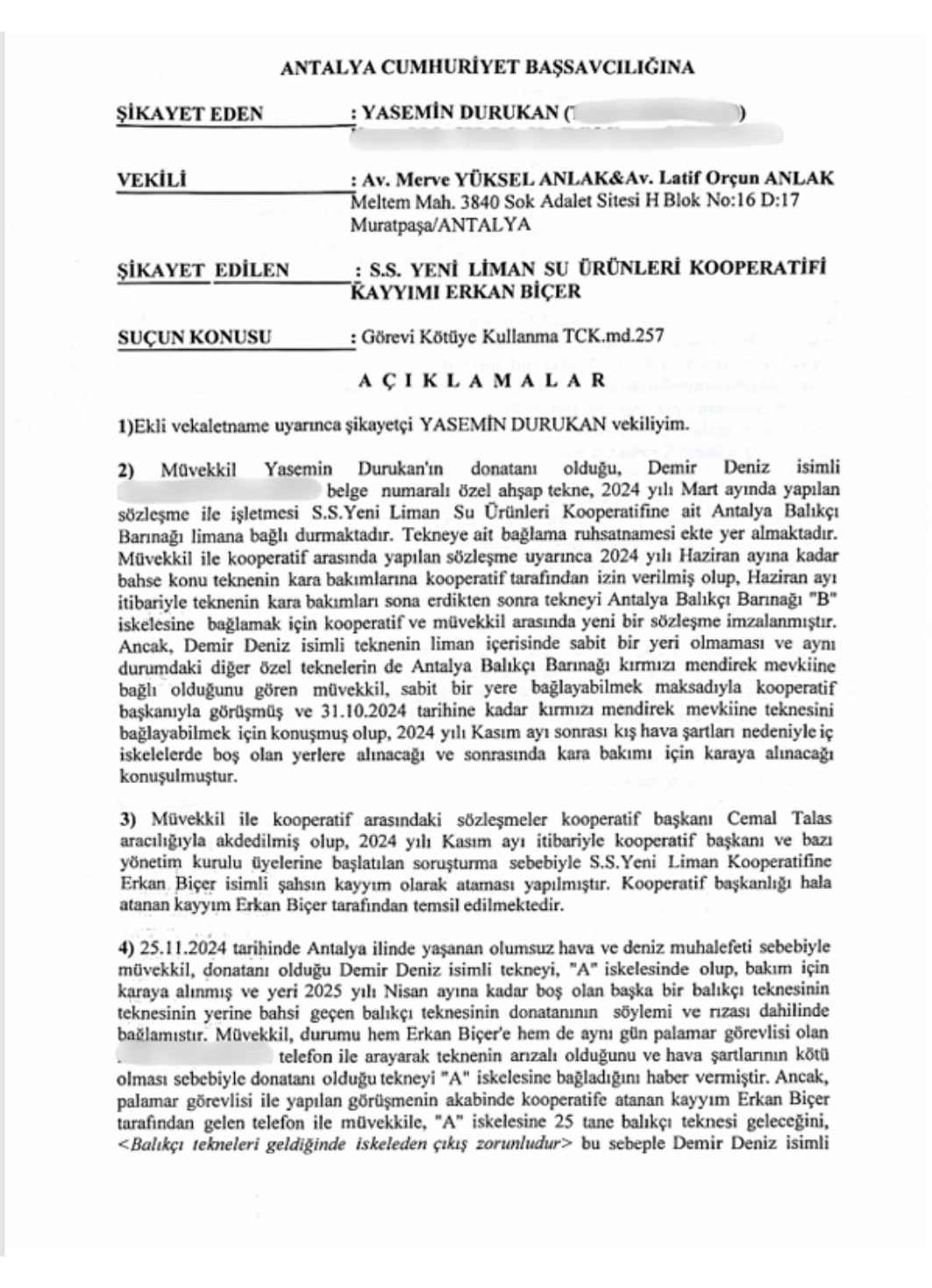 Antalya Balıkçı Barınağı Kayyumu Hakkında Skandal İddia!
