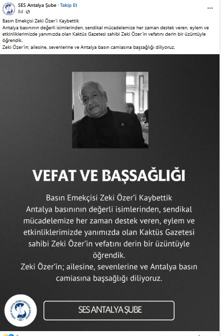 Antalya'da Duayen Gazeteci Zeki Özer Hayatını Kaybetti! 3