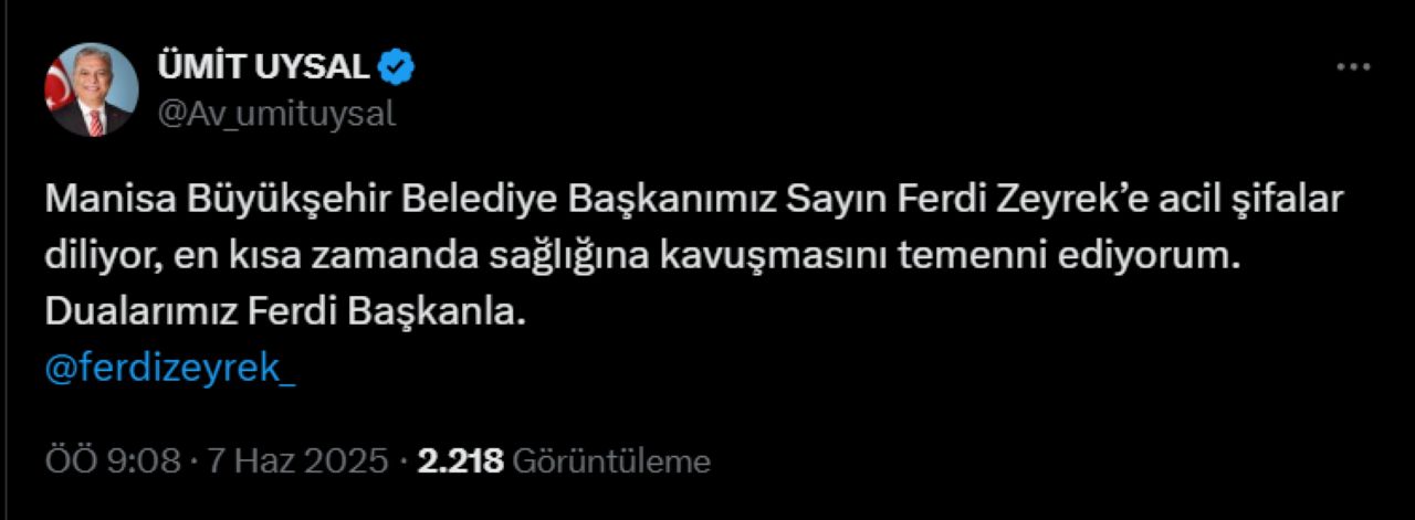 Antalyalı Başkanlardan Zeyrek'e Geçmiş Olsun Mesajları