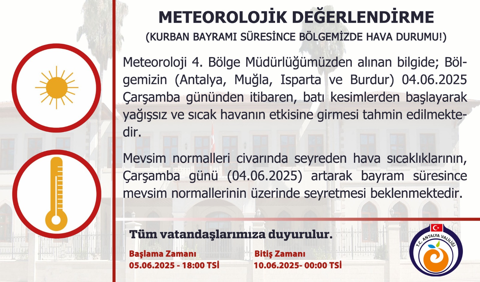 Antalya’ya Kurban Bayramı'nda Kavurucu Sıcaklar Geliyor!