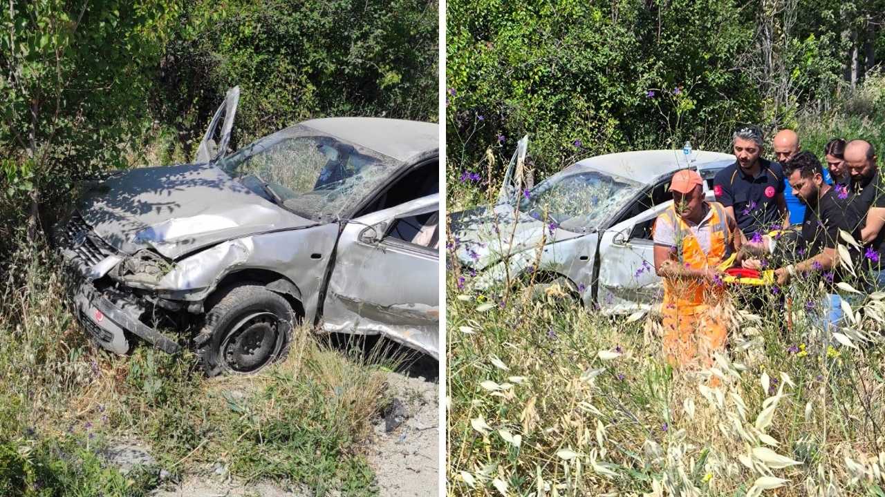Burdur'da Otomobil Şarampole Devrildi! Anne Ile Kızı Yaralandı 2