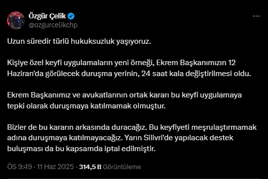 İmamoğlu Duruşmaya Katılmama Kararı Aldı