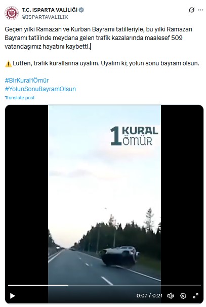 Isparta'da Trafik Kazaları Bayramlarda 509 Can Aldı! Valilik'ten Uyarı 2