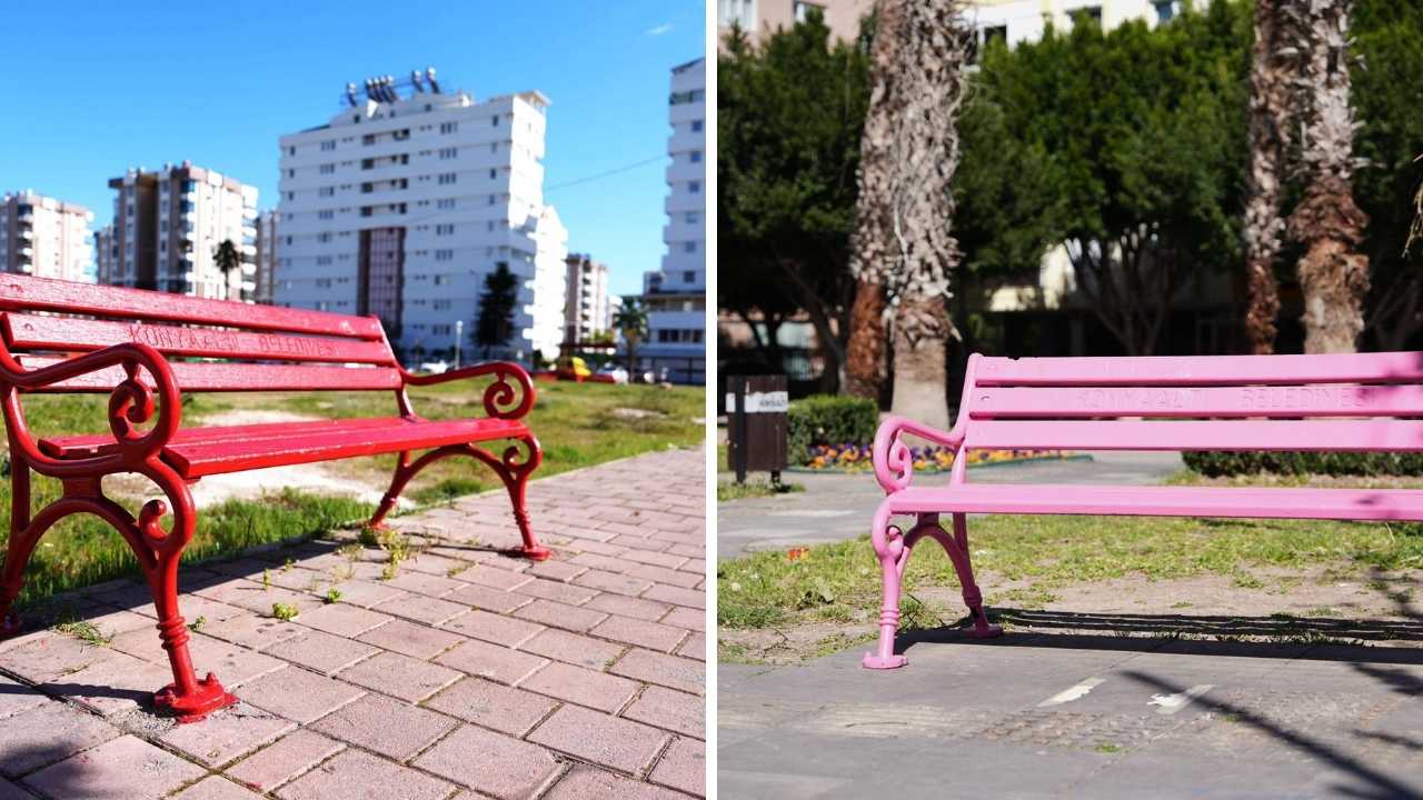 Konyaaltı'ndaki Banklar Artık Rengarenk! Gören Mutlu Oluyor 23