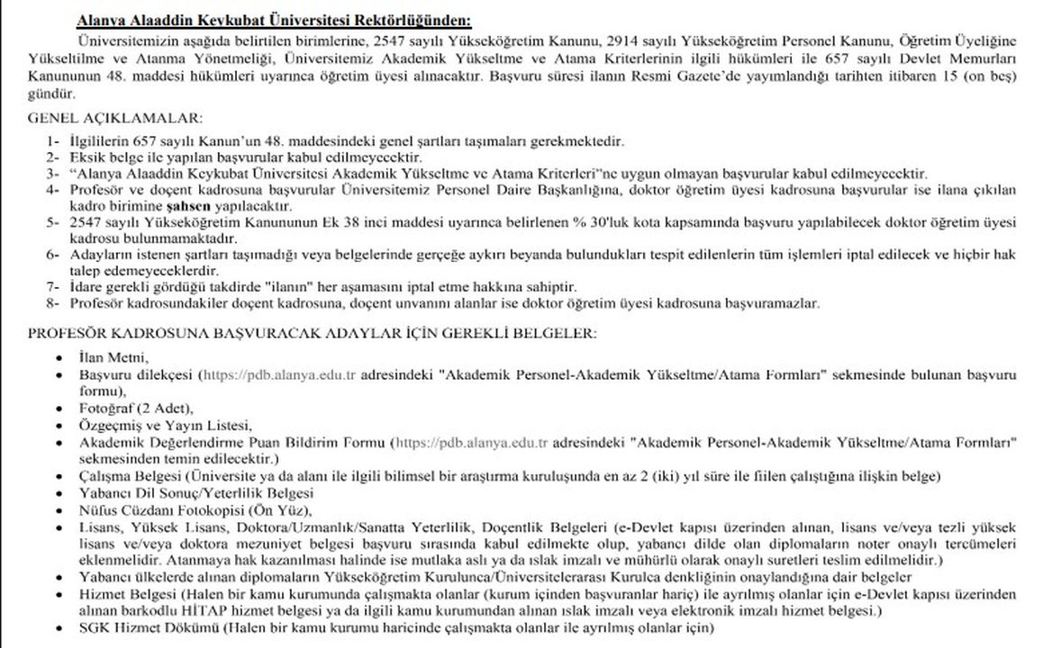 1 Alkü 2025 Akademik Kadro Alımı Başladı! Profesör, Doçent Ve Öğretim Görevlisi Alınacak