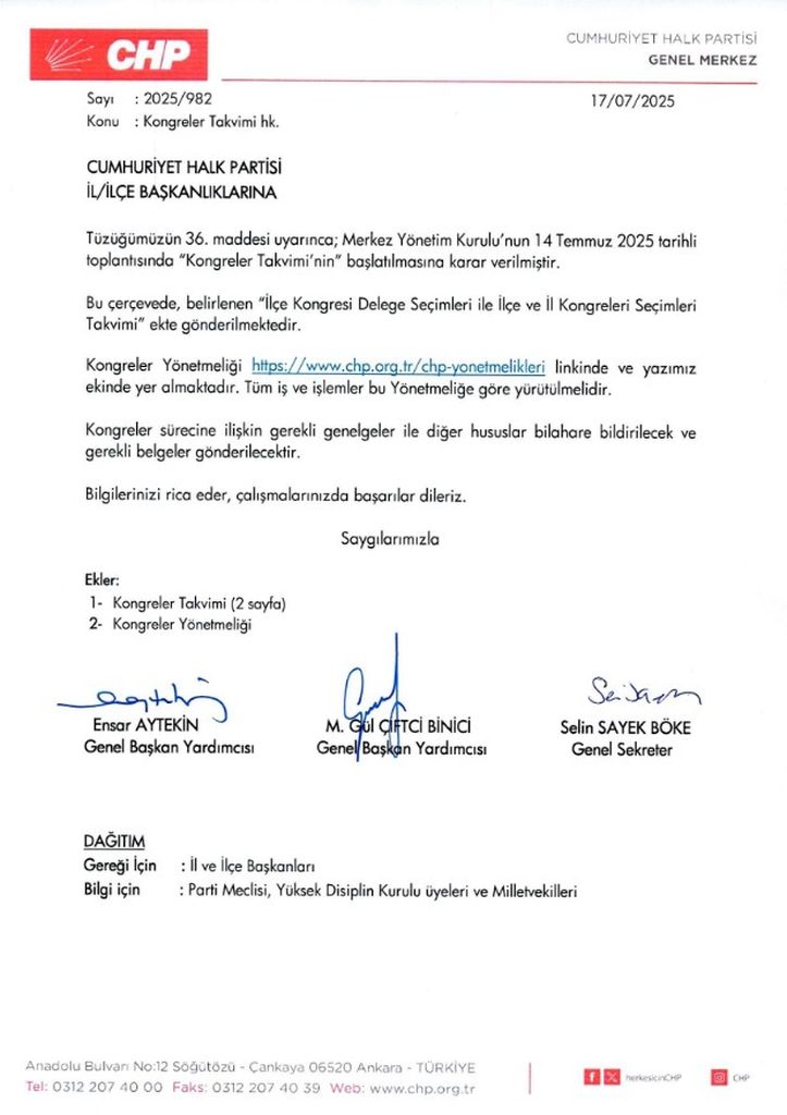 1 Chp Kurultay Takvimi Belli Oldu! Kongreler Yönetmeliği Yayımlandı