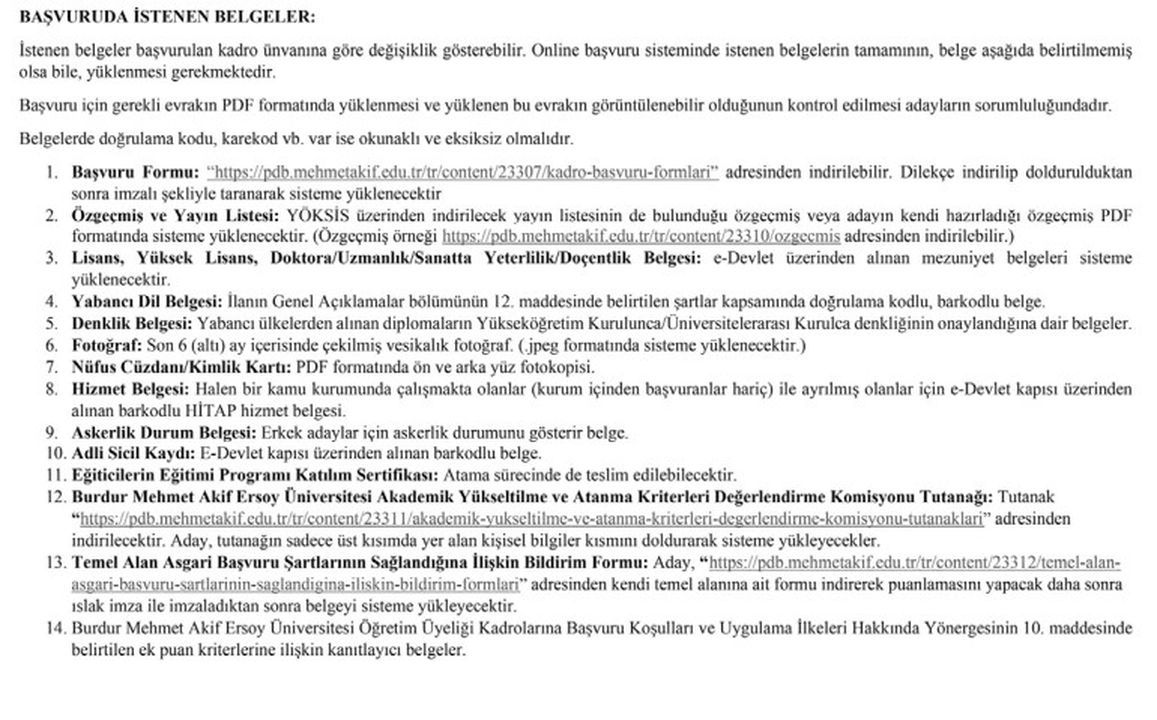 2 Burdur Makü 49 Öğretim Üyesi Alacak! Kadro Listesi Ve Başvuru Şartları