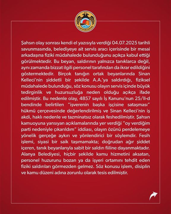 3 Alanya Belediyesi'nden İşten Çıkarmalarla İlgili İddialara Yanıt