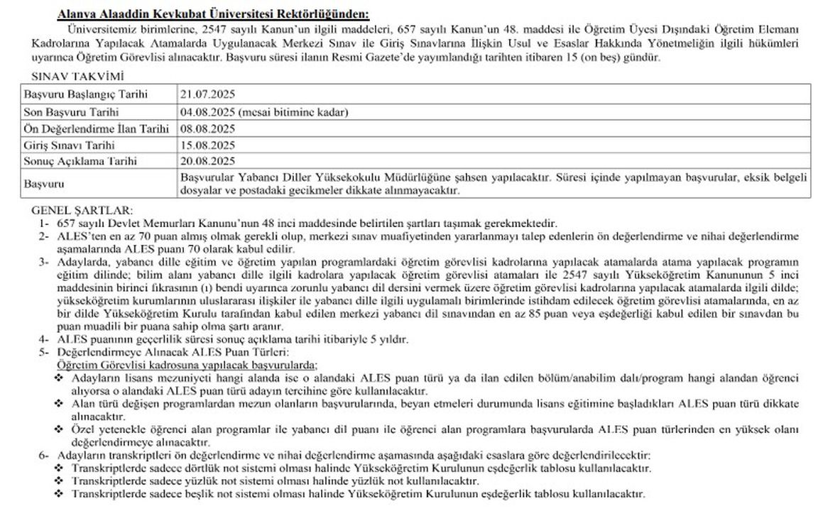 6 Alkü 2025 Akademik Kadro Alımı Başladı! Profesör, Doçent Ve Öğretim Görevlisi Alınacak