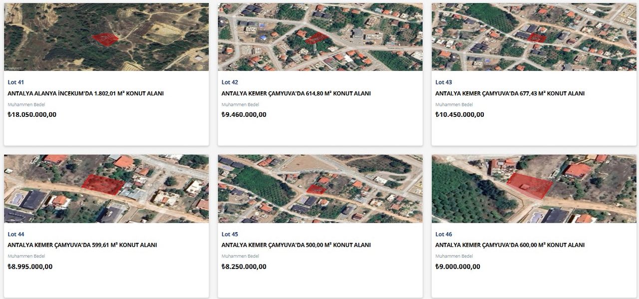 Antalya'da 19 Arsa Müzayede Ile Satışa Çıkarılıyor! Yüzde 35 Peşin, 24 Ay Vadeli 3