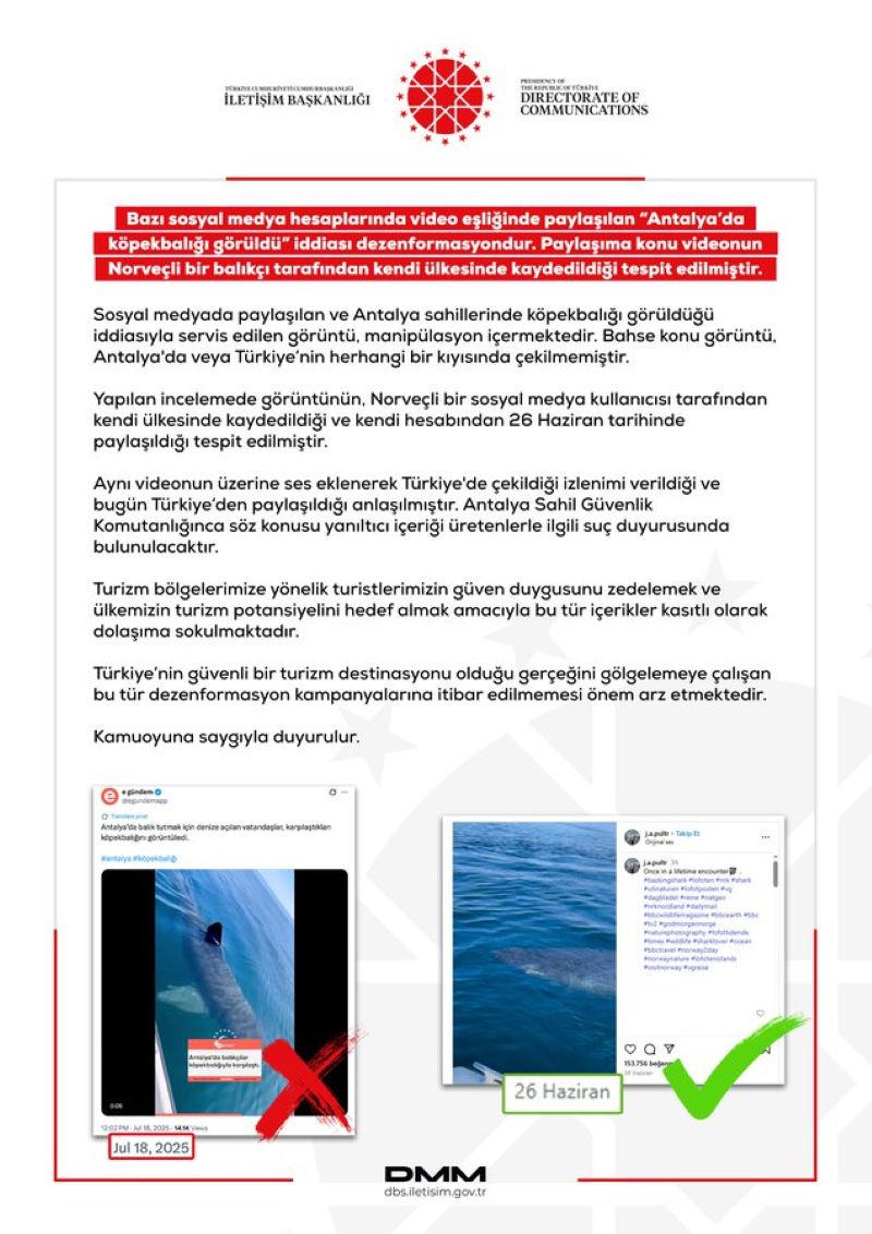 Antalya'da Korkutan Anlar! Dev Köpek Balığı Tekneye Yanaştı