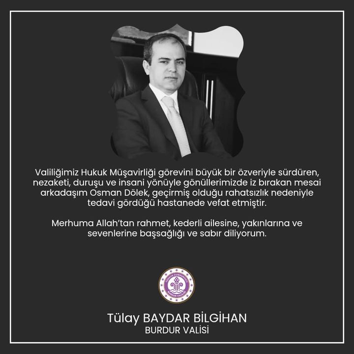 Burdur Valiliği Hukuk Müşaviri Osman Dölek Vefat Etti 2