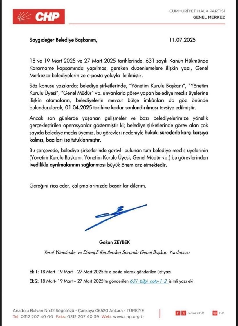 CHP'de Talimatı Verdi! Antalya'da İstifa Yok