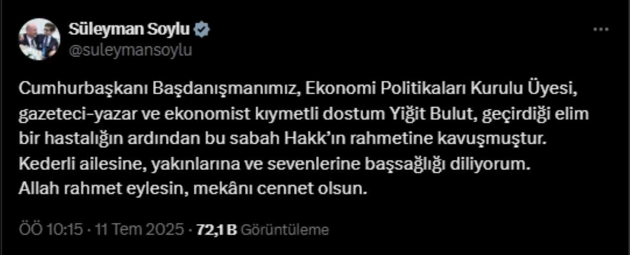 Cumhurbaşkanı Başdanışmanı Hayatını Kaybetti