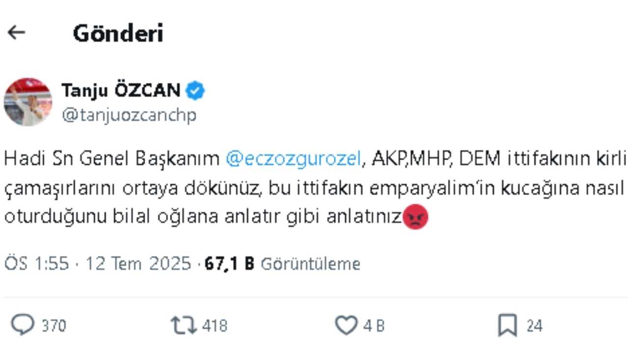 Tanju Özcan’dan Özgür Özel’e Çağrı2