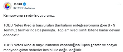Tobb Nefes Kredisi Başvuruları Kapandı Mı Resmi Duyuru Geldi 2