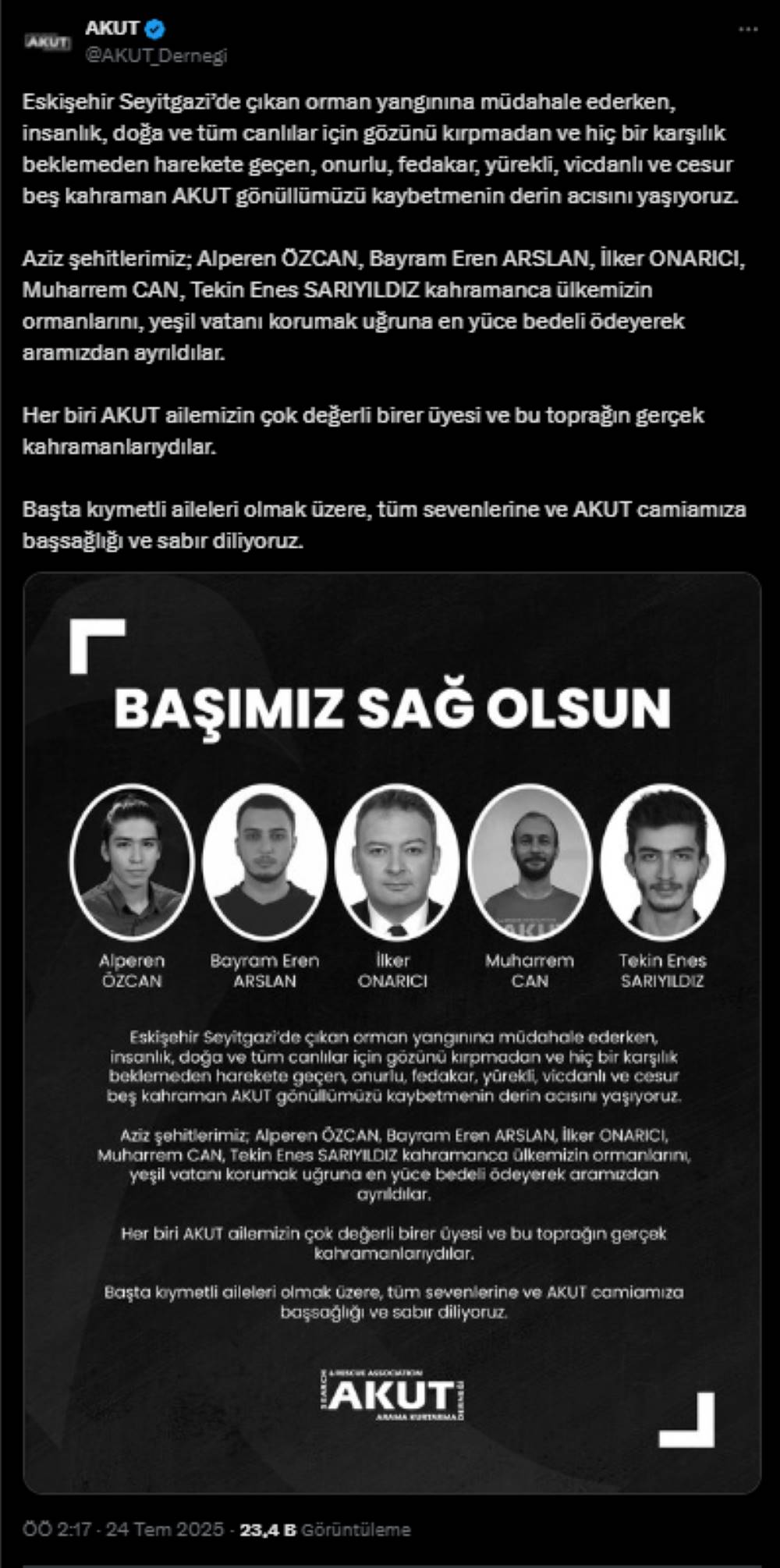 Yüreklere Ateş Düştü! Orman Yangını Şehitlerinin İsimleri Açıklandı (2)