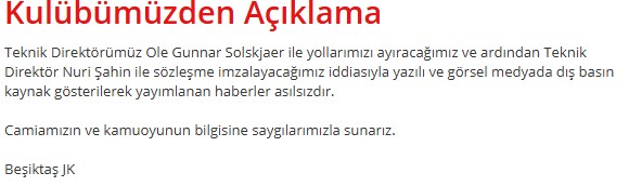 Beşiktaş Açıklama