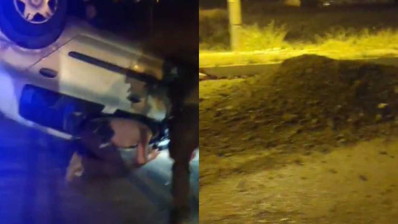 Isparta Şarkikaraağaç’ta Toprak Yığınına Çarpıp Takla Attı2