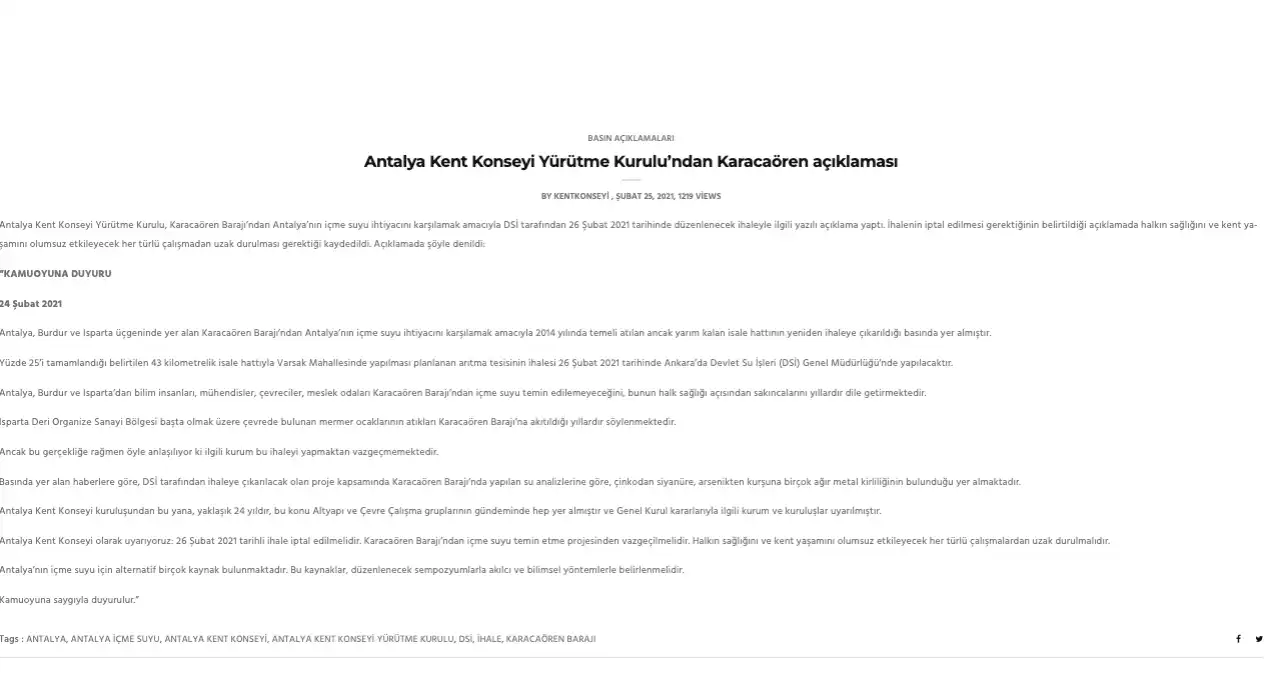 Antalya Kent Konseyi Karacaören BAsın Açıklaması - 2021