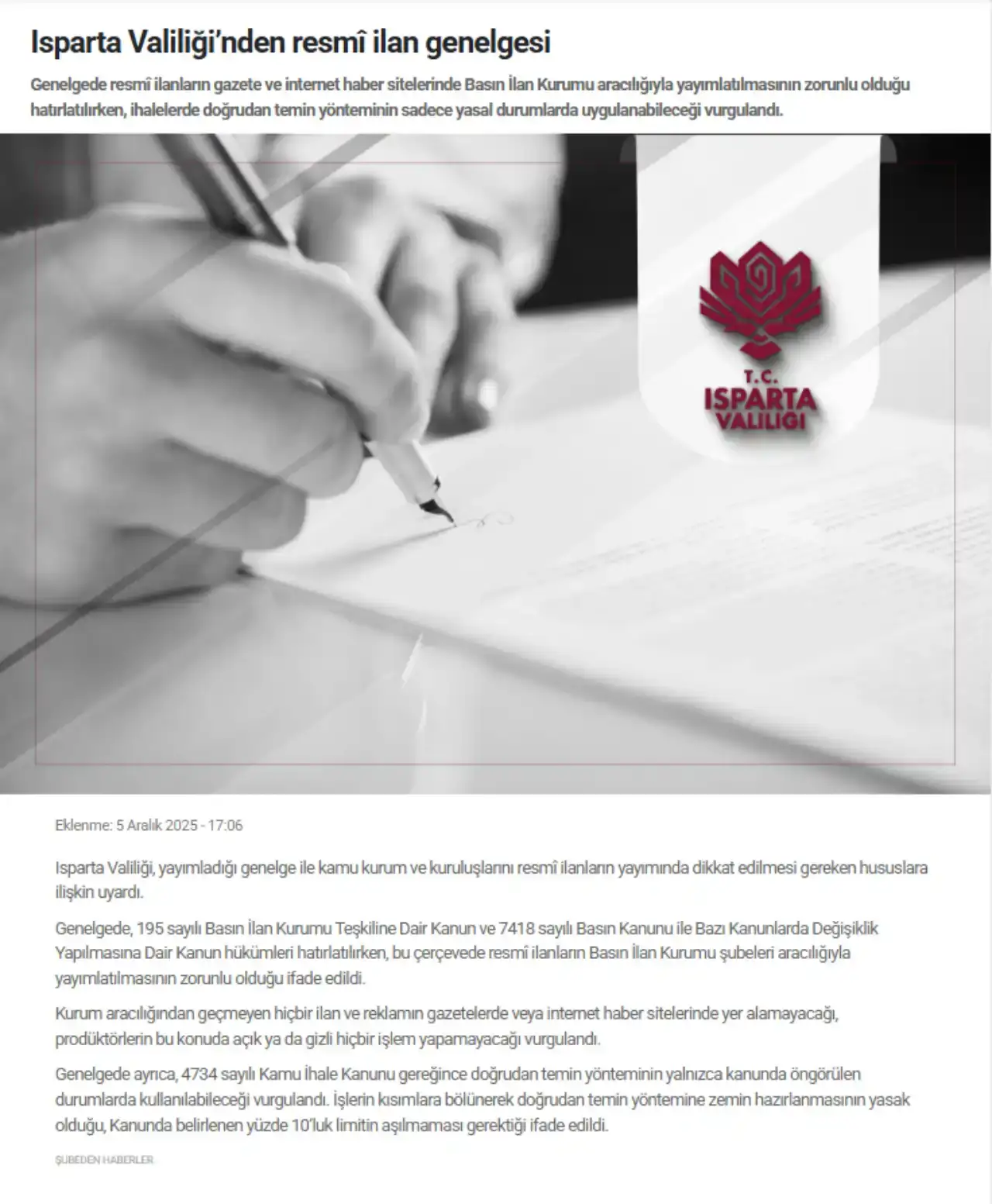 isparta-valiliginden-gazete-ve-internet-haber-sitelerine-resmi-ilan-genelgesi
