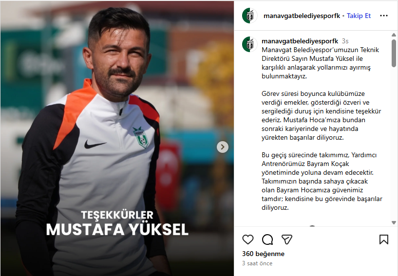 manavgat-belediyespor-teknik-direktoru-yuksel-ile-yollar-ayrildi