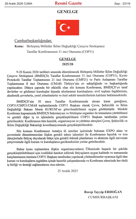 cumhurbaskani-cop31-icin-genelgeyi-imzaladi-antalya-expo-alaninda-yapilacak