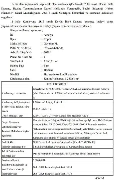 antalya-sehir-hastanesinde-69-milyonluk-ihale-kapali-teklif-usuluyle-yapilacak