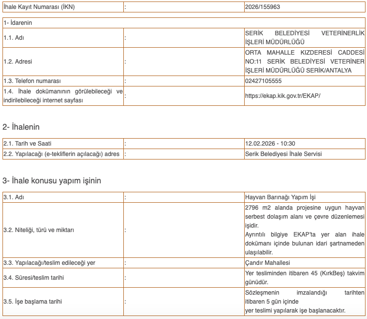 serikte-hayvan-barinagi-yapimi-icin-ihaleye-cikiliyor