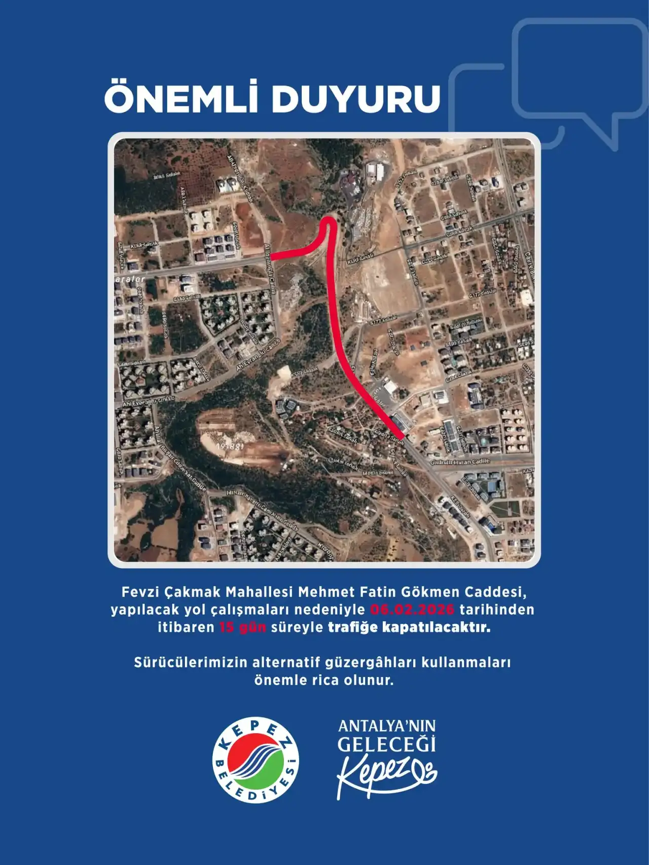 kepezde-mehmet-fatih-gokmen-caddesi-15-gun-trafige-kapatilacak