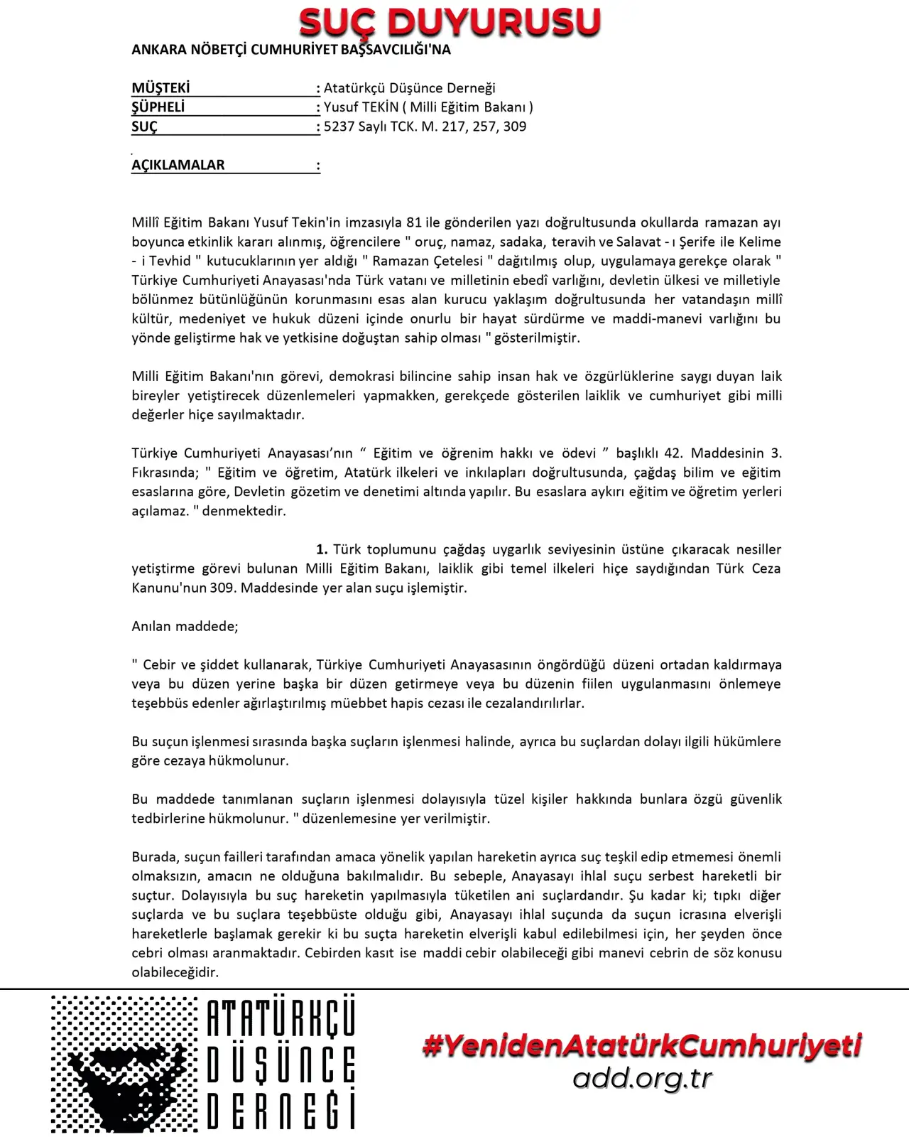 ataturkcu-dusunce-derneginden-bakan-tekin-hakkinda-suc-duyurusu