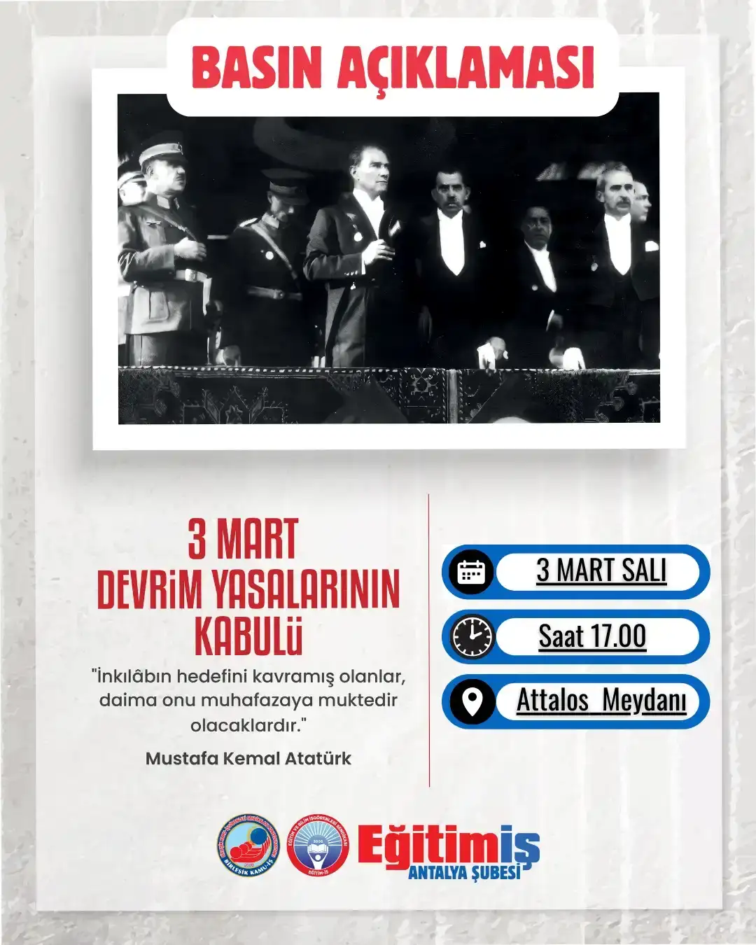3-mart-devrim-yasalarinin-yildonumunde-egitim-is-antalyadan-bulusma-cagrisi