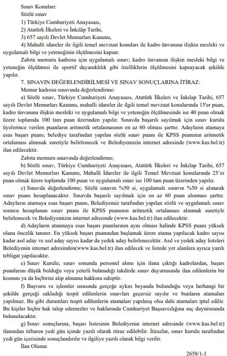 kas-belediyesi-zabita-ve-muhendis-alimi-yapacak