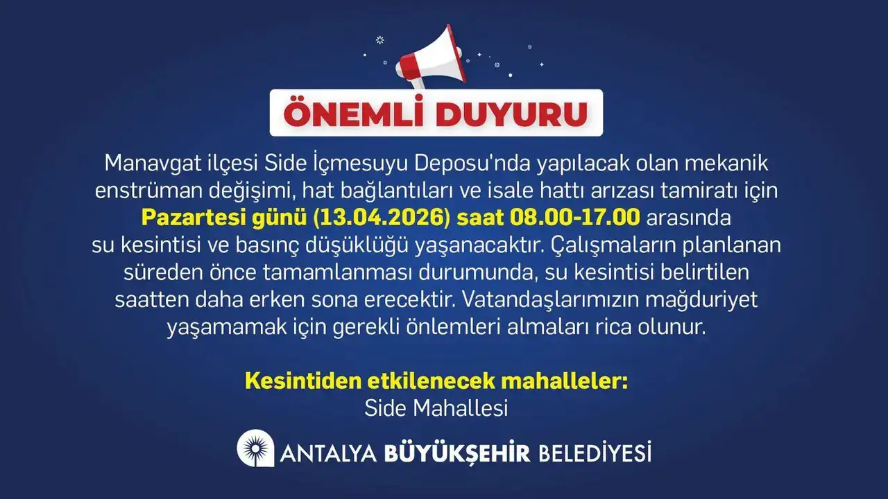 manavgatta-su-kesintisi-sideye-saatlerce-su-verilmeyecek