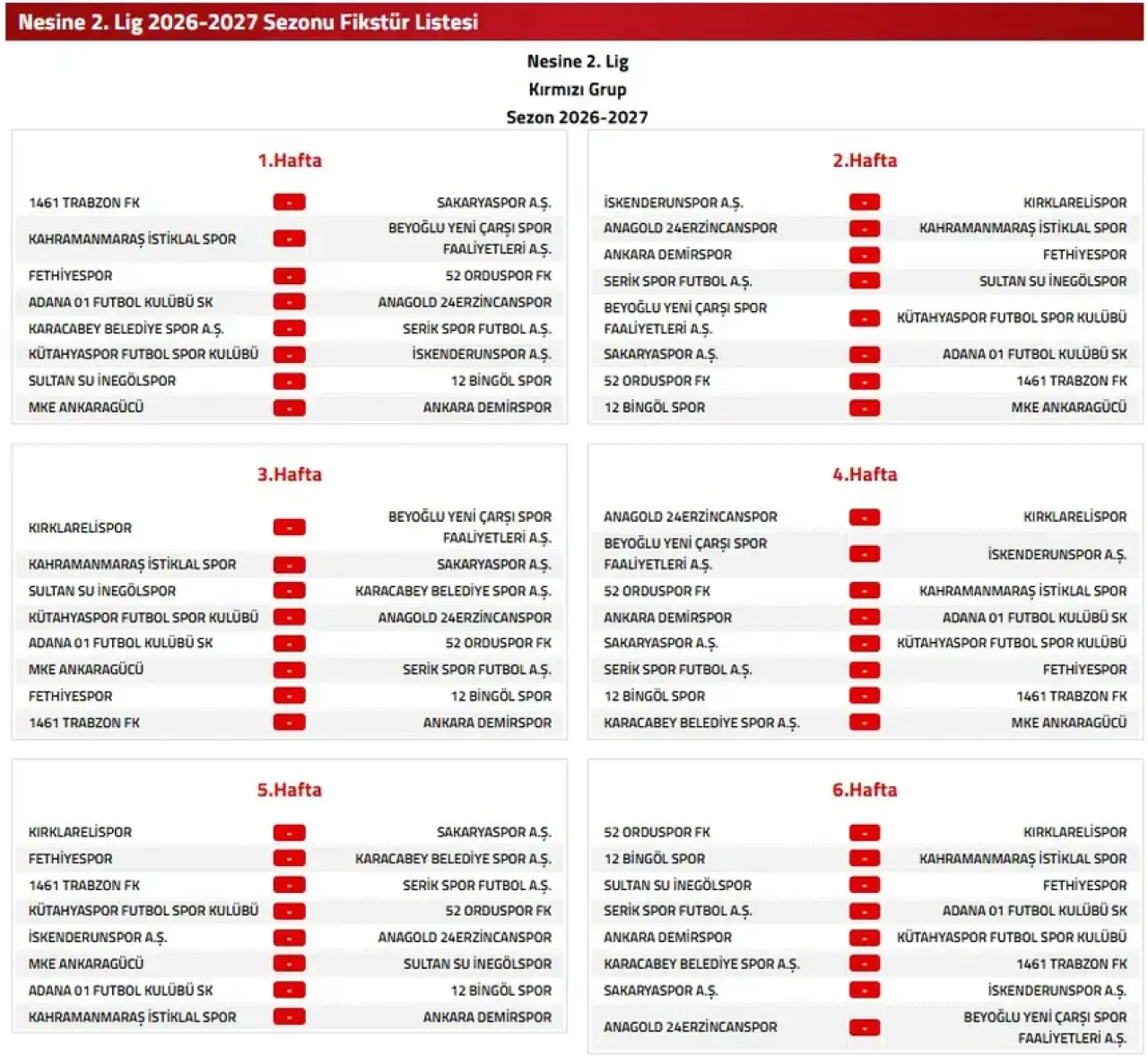 Serik Spor 2026-2027 Sezonu 2. Lig Fikstürü Çekildi! 3