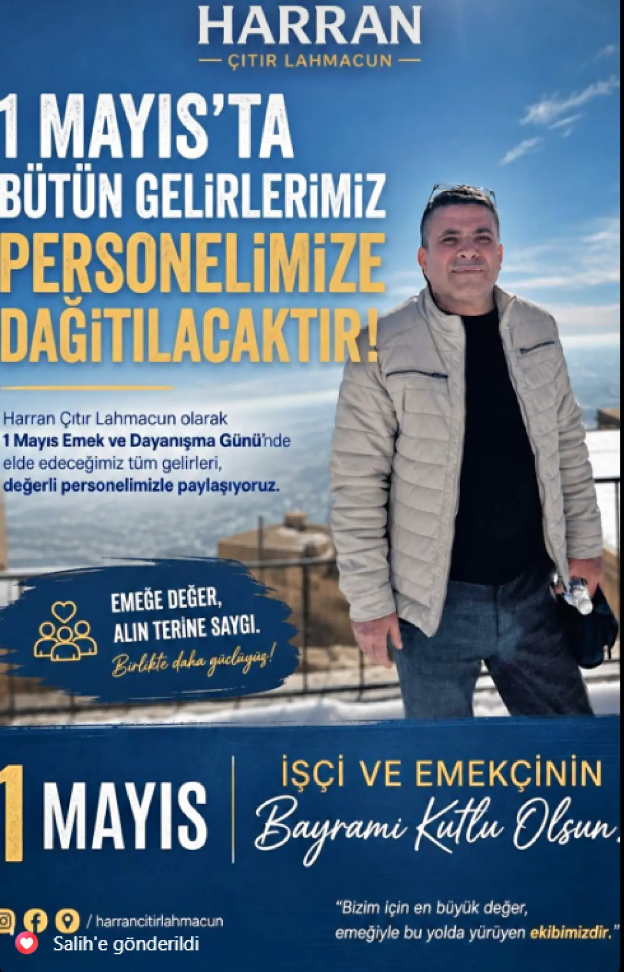 Harran Pide'den Örnek 1 Mayıs Kararı! Günlük Gelirin Tamamı Çalışanlara Verilecek
